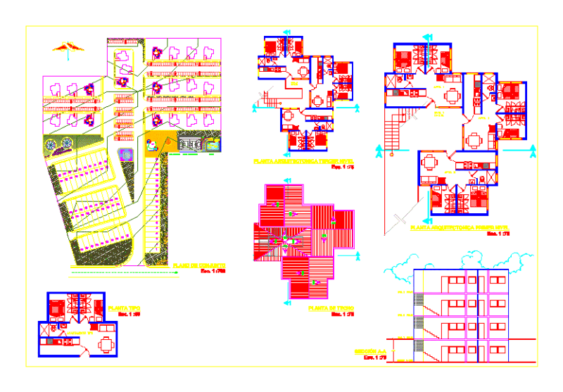 Multifamily Housing Interest Sociall DWG Section for AutoCAD