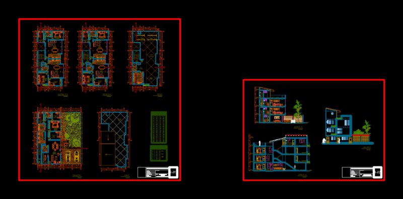 Multifamily Housing Three Levels DWG Block for AutoCAD