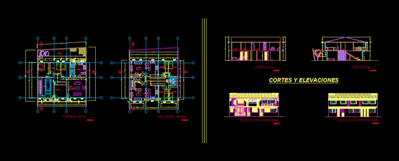 Multifamily Housing Two Levels DWG Section for AutoCAD