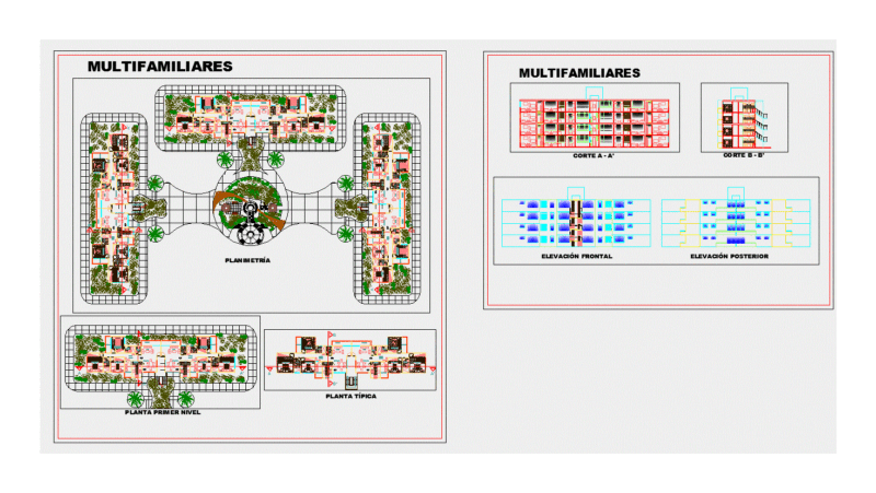 Multifamily Plans – 3 Towers DWG Plan for AutoCAD