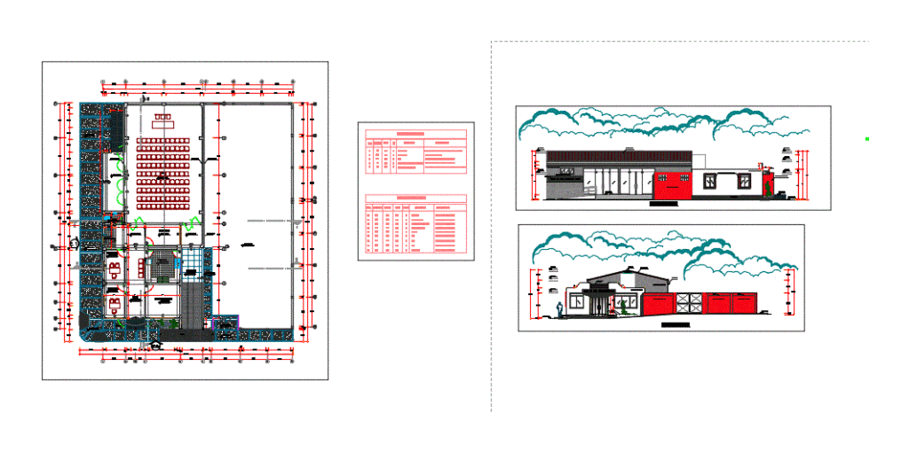 Multipurpose Community Center DWG Elevation for AutoCAD