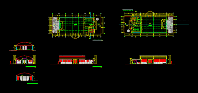 Multipurpose Room Covered Lightened DWG Section for AutoCAD