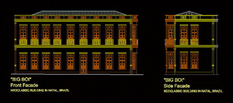 Neo – Classical Facades 2D DWG Elevation for AutoCAD