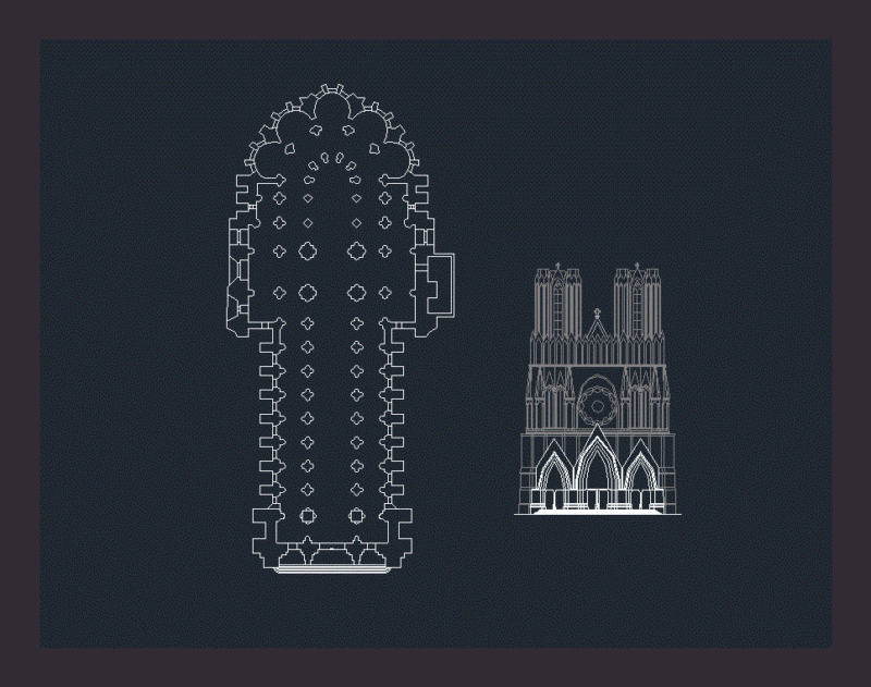 Notre – Dame De Reims DWG Block for AutoCAD