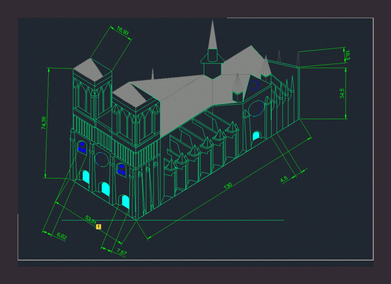 Notre Dame Cathedral DWG Block for AutoCAD