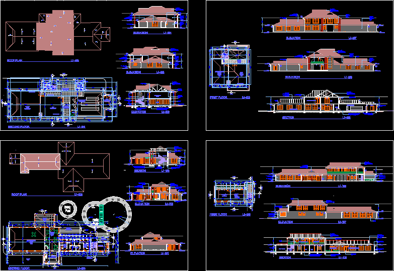 business center 2d dwg design elevation for autocad