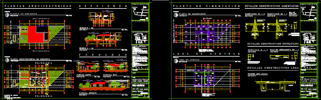 One Family Housing, 3 Bedrooms–Rural Area, Tonatico, Mexico DWG Plan for AutoCAD