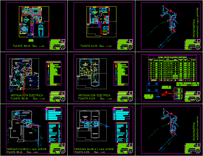 One Family Housing — Complete Plans DWG Plan for AutoCAD
