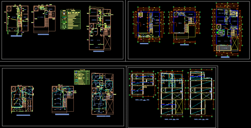 One Family Housing–Detached, Rationalist Style DWG Detail for AutoCAD