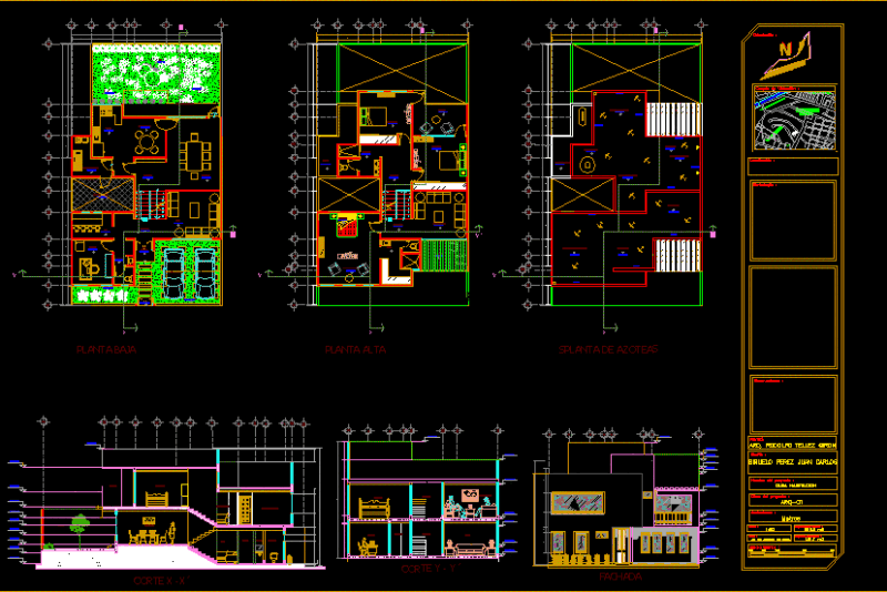 One Family Housing, Middle Income DWG Block for AutoCAD