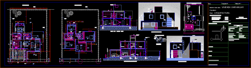 One Family Housing DWG Section for AutoCAD