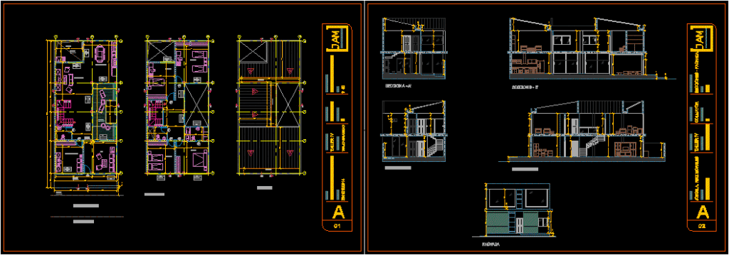 One Family Housing Remodel, Coursework DWG Model for AutoCAD