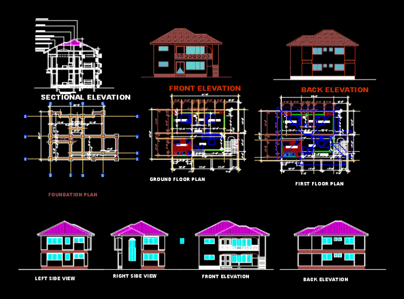 One Storey Building DWG Block for AutoCAD