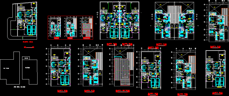 Paired Homes DWG Block for AutoCAD