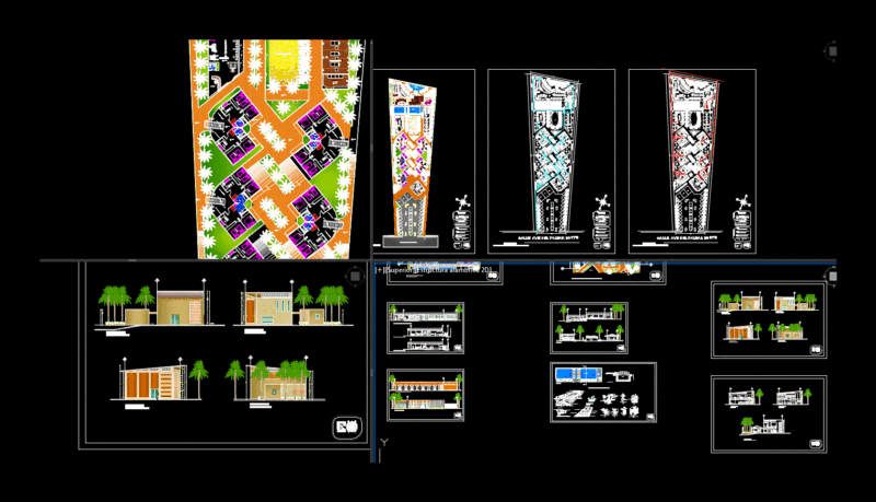 Tourist Stop With Pool And Architectural Plans 2D DWG Design Section for AutoCAD