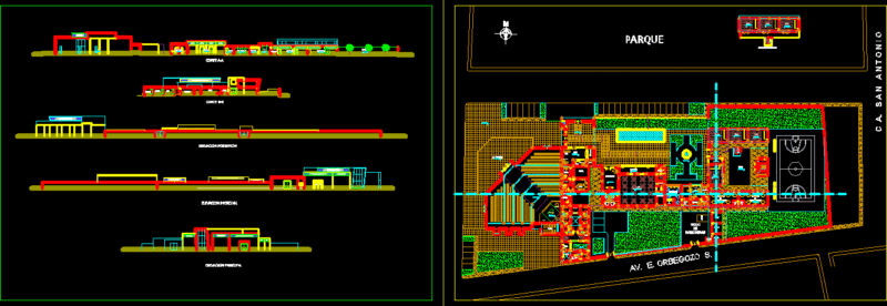 Parish Complex DWG Block for AutoCAD