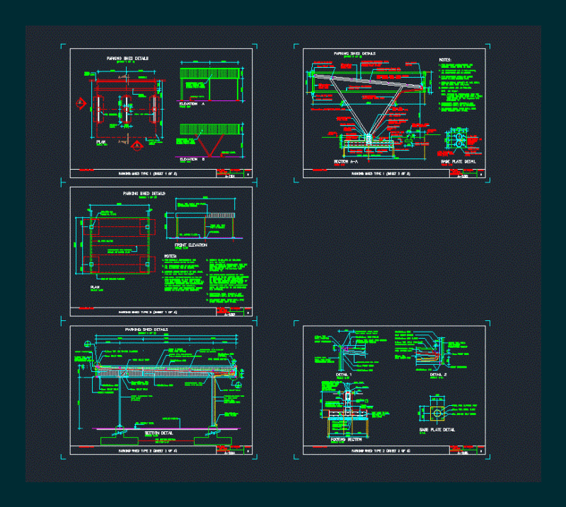 Parking Shed DWG Block for AutoCAD