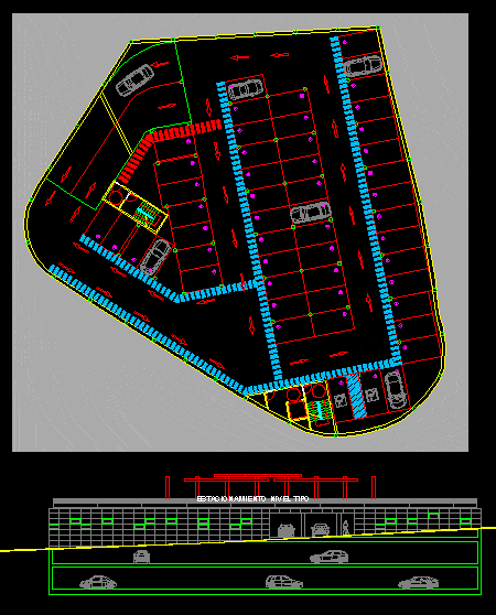 Parking With Pedestrian Square DWG Block for AutoCAD • Designs CAD