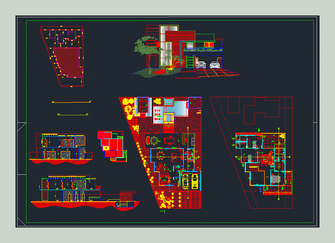 Plano Modern House 2 Levels DWG Elevation for AutoCAD 