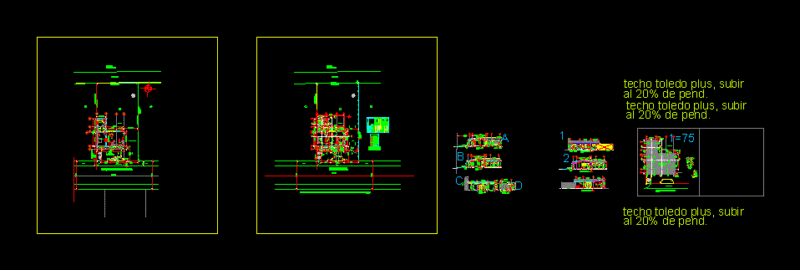 Plant And Architectural Details Of A 200 M2 Residential DWG Detail for AutoCAD
