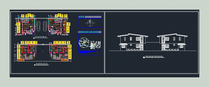 Double House 2D DWG Plan for AutoCAD