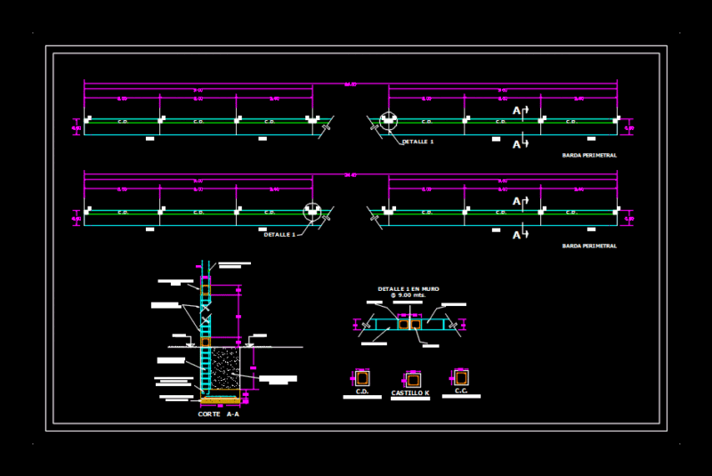 Primary Perimeter Fence DWG Detail for AutoCAD