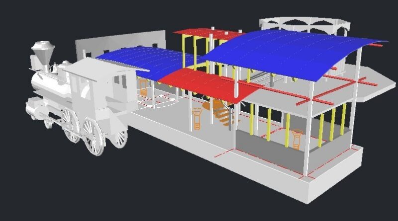 Railway Station 3D DWG Detail for AutoCAD