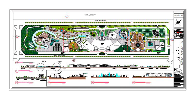 Recreation Center with Outdoor Theater 2D DWG Design Section for AutoCAD