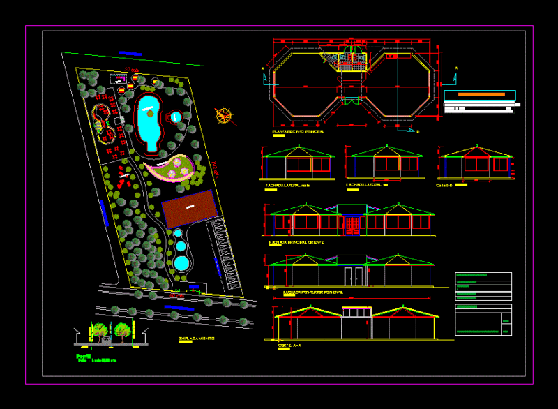 Recreational Center 2D DWG Design Elevation for AutoCAD