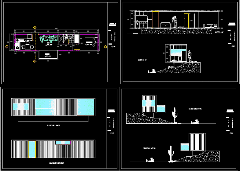 Recycled Ocean Container Housing DWG Plan for AutoCAD • Designs CAD