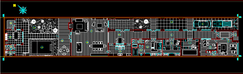Single Storey House With Working Offices Gallery Type 2D DWG Plan For AutoCAD