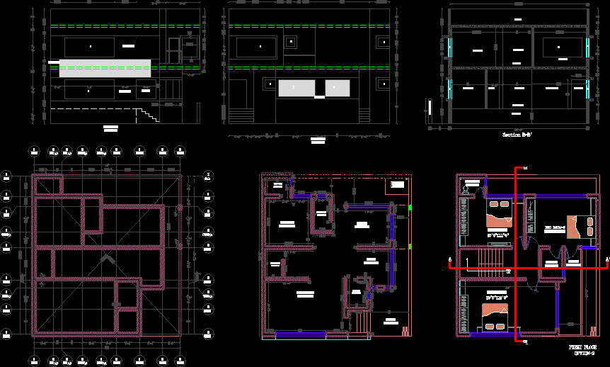 bungalow plan autocad file free download