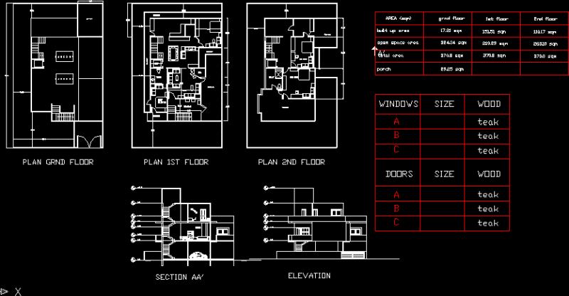 Residence DWG Section for AutoCAD