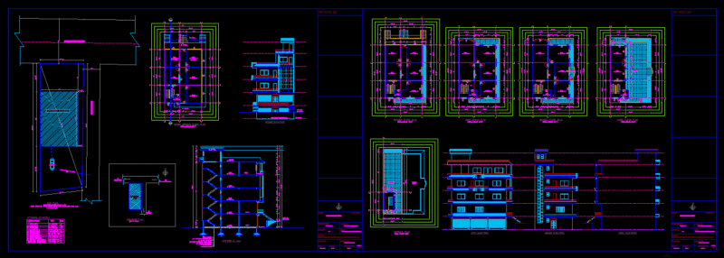 Residential, 4 Storeys DWG Block for AutoCAD