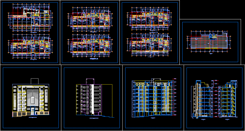 Residential Building 7 Levels DWG Plan for AutoCAD