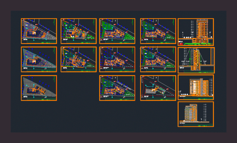 Residential Building DWG Block for AutoCAD