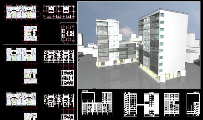 Residential Building DWG Block for AutoCAD
