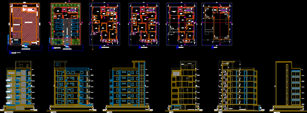 Residential Building DWG Block for AutoCAD