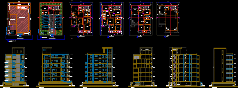 Residential Building DWG Block for AutoCAD