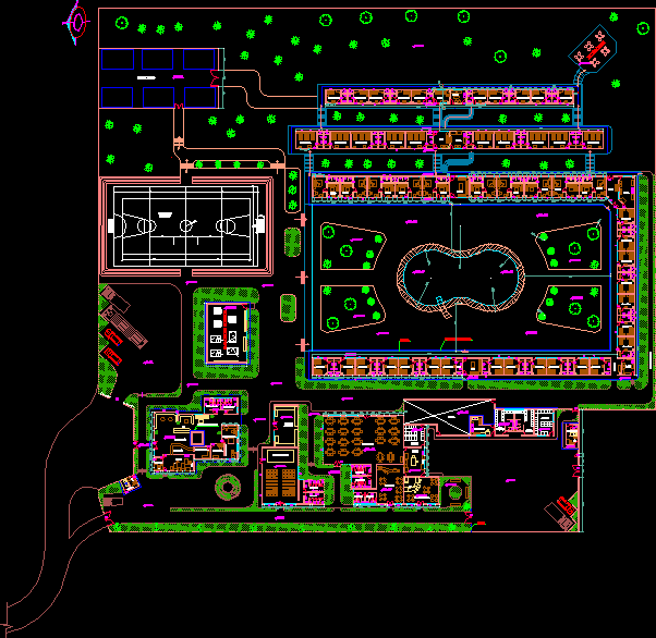 Tourist Resort 2D DWG Design Plan for AutoCAD • Designs CAD hvac drawings in autocad 