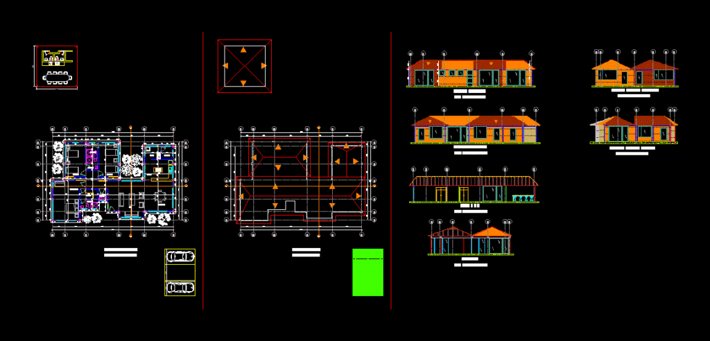 Rest House Houses DWG Section for AutoCAD