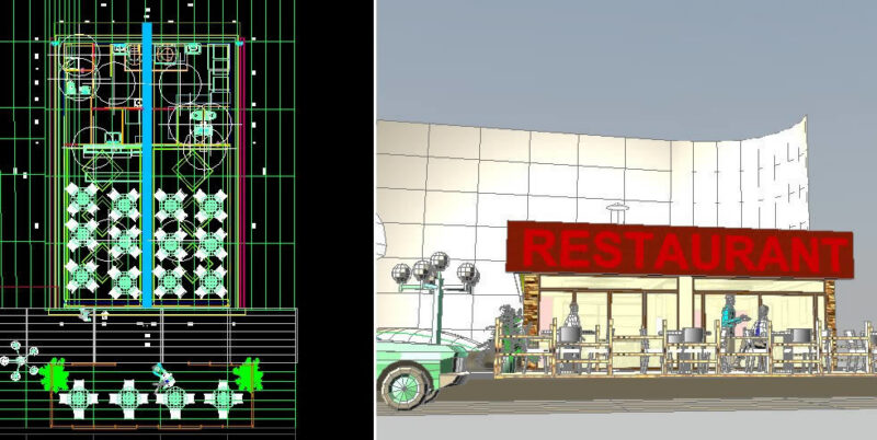 Restaurant 3D DWG Model for AutoCAD