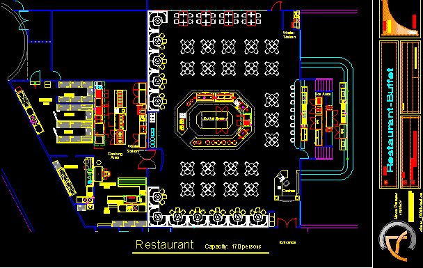 Buffet Restaurant With Floor Plans 2D DWG Design Plan for ...