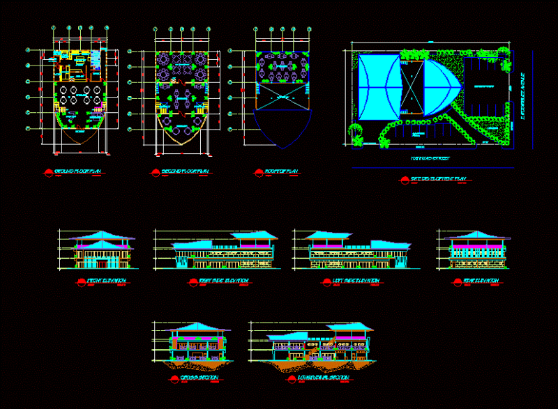 Restaurant DWG Section for AutoCAD