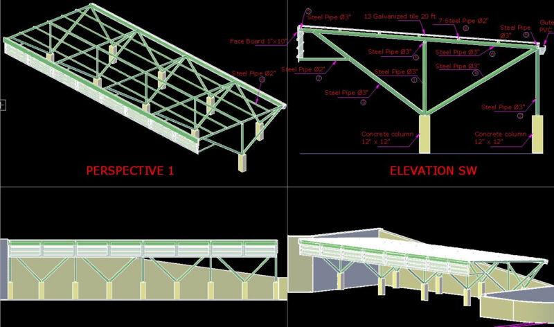 Roofed Parking 3D DWG Model for AutoCAD
