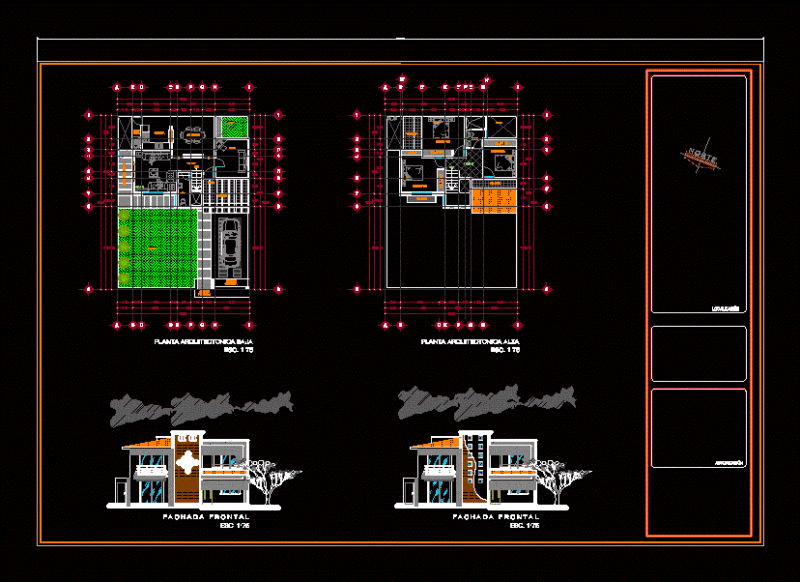 Room 2 Levels House DWG Block for AutoCAD