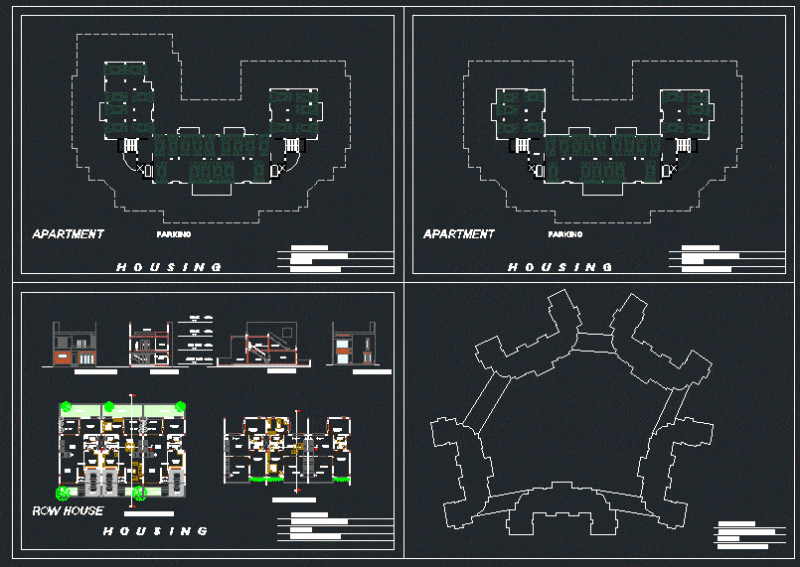 Row House DWG Block for AutoCAD
