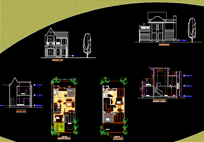 Row House DWG Block for AutoCAD