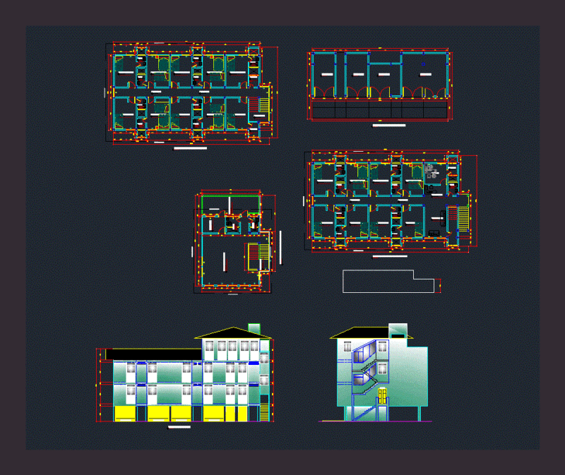 Four Levels Country Hotel  With Architectural Plans 2D DWG Design Plan for AutoCAD