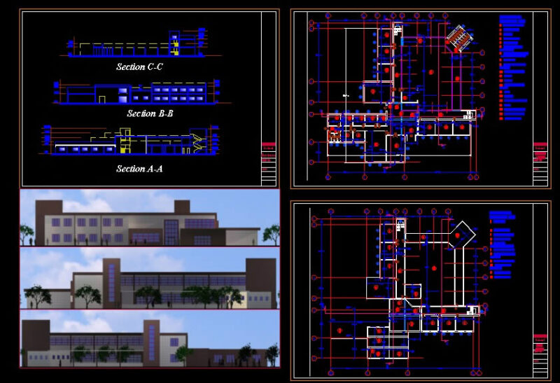 Secondary School DWG Block for AutoCAD